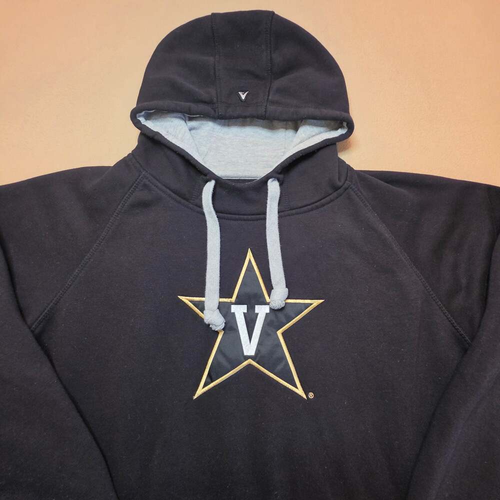 Antigua Vanderbilt Commodores Victory Embroidered Pullover Hoodie Black Sz Large